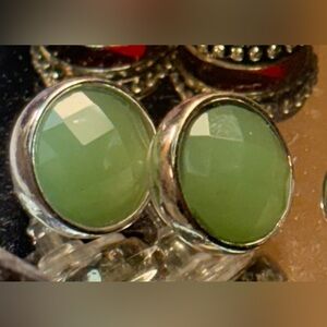 Napier Lime Green and Silver Stud Earrings